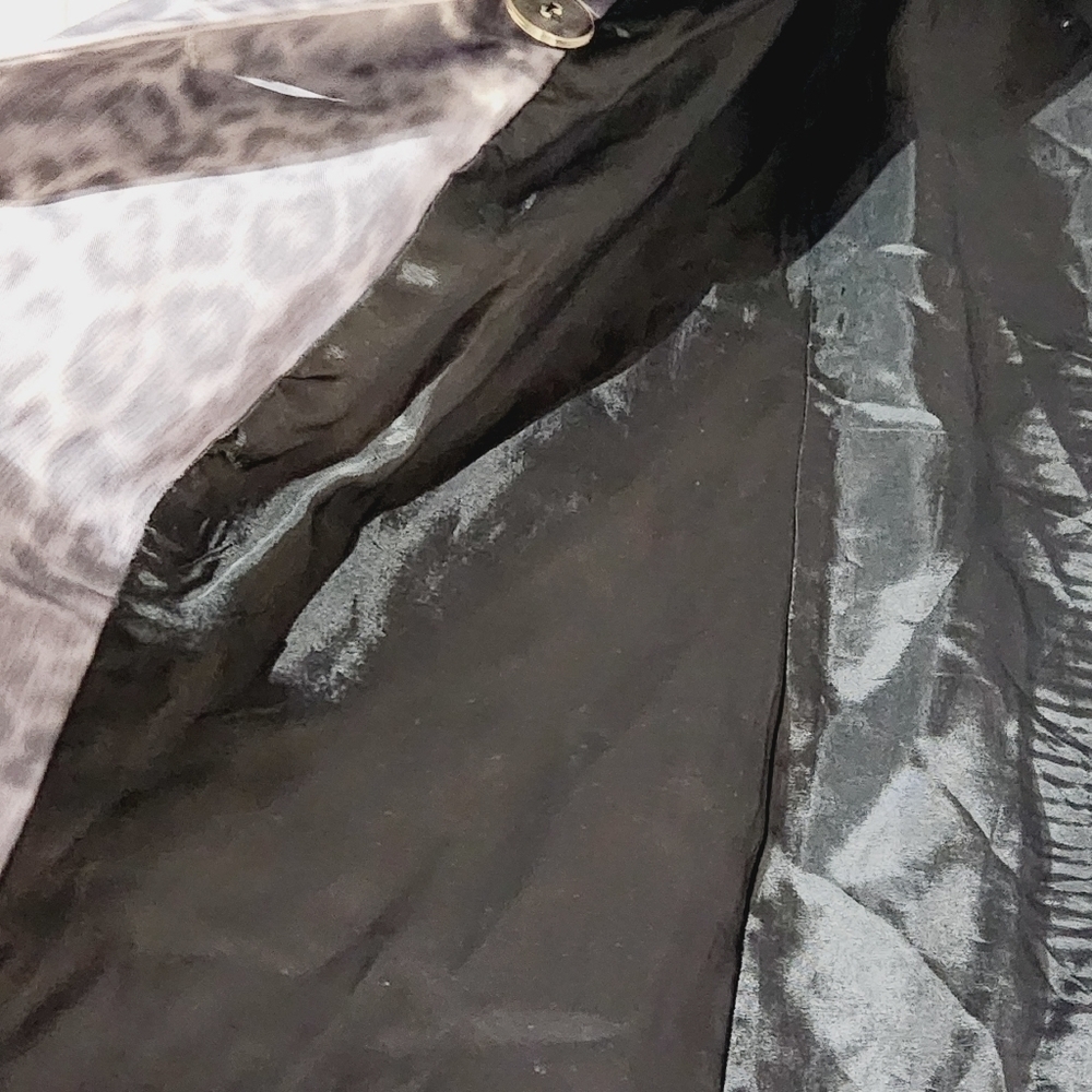 𝅺GRAY Animal Print Belted DbL Breasted Trench Coat Size: S - Picture 13 of 14